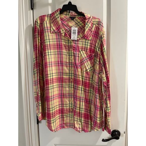 Torrid Lizzie Button-Up Shirt - Twill Multi Plaid NWT Plus Size 2X - Picture 2 of 5